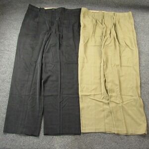 Tommy Bahama Pants Mens 38x30 Tan Black Silk Rayon Blend Pleated Lot of 2 Summer